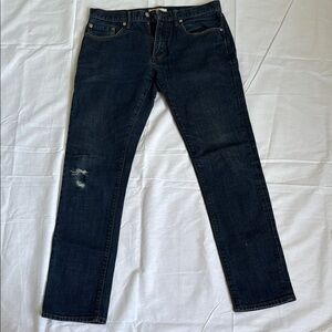GAP Blue Straight Jeans with Distressed Details